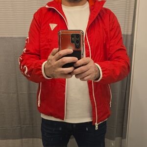Guess Red Windbreaker Jacket